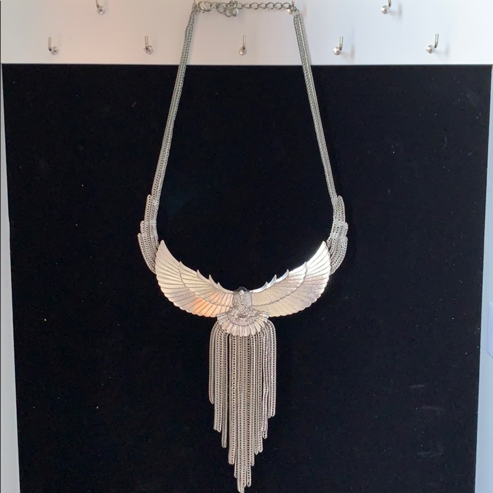 Silver phoenix tassel necklace